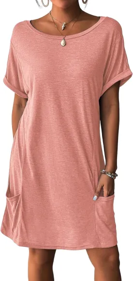 AI'MAGE Swimsuit Coverup for Women 2025 Bathing Suit Cover Up Short Sleeve Swimwear Bikini Beach T-Shirt with Pockets
