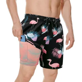 American Trends Men's Swim Trunks Board Shorts Quick Dry Mens Swimming Trunks with Compression Liner