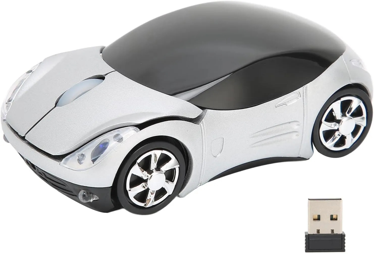 ASHATA Mouse, 2.4GHz Cool Sport Car Mouse, Car Shape Mouse Optical Gaming Mouse for 98 for Win 7 for Linux,for PC Laptop Computer (Silver)