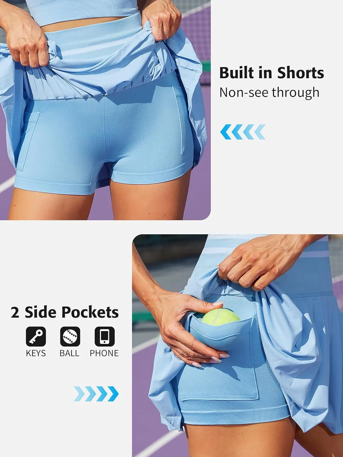ATTRACO 2 Piece Tennis Dresses for Women High Waisted Pleated Skirt Sets Seamless Colorblock Golf Outfits