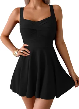 B2prity One Piece Swimdress Swimsuit for Women Tummy Control Wrap Swim Dress Modest Ruched Skirt Bathing Suit