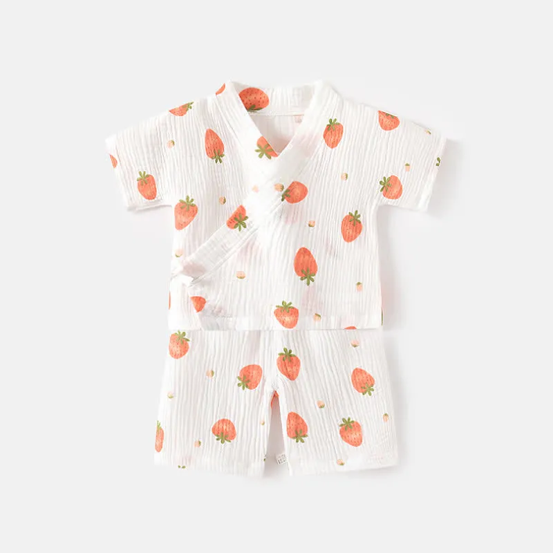 Baby 2-Piece Bear Strawberry Pajamas Set