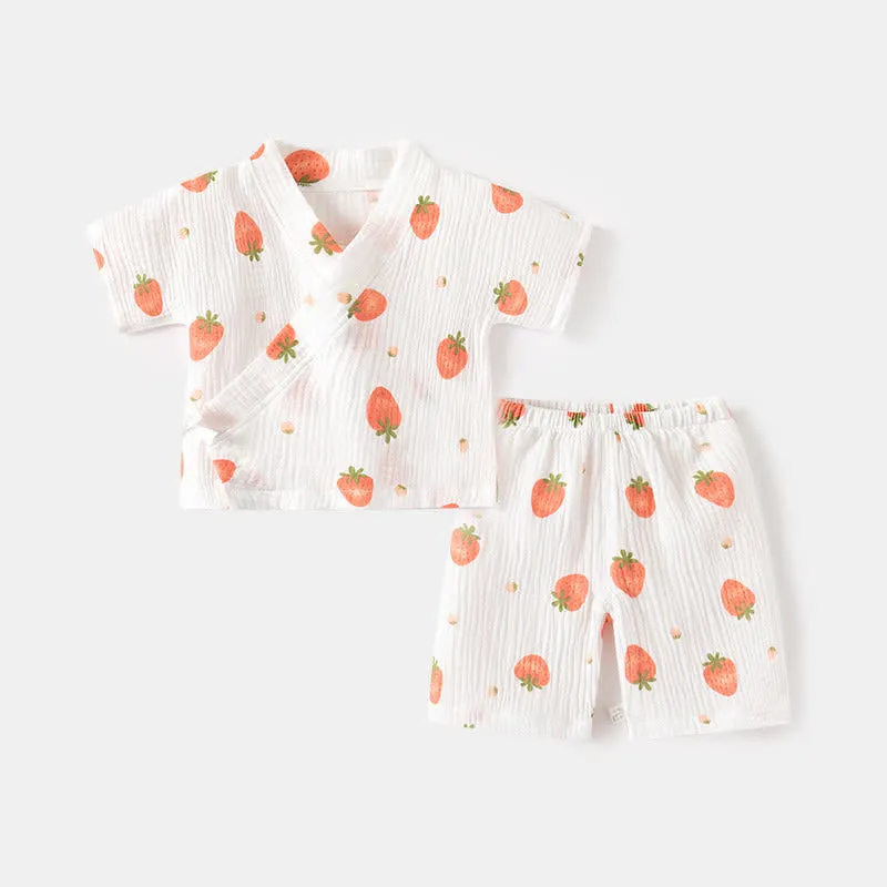 Baby 2-Piece Bear Strawberry Pajamas Set