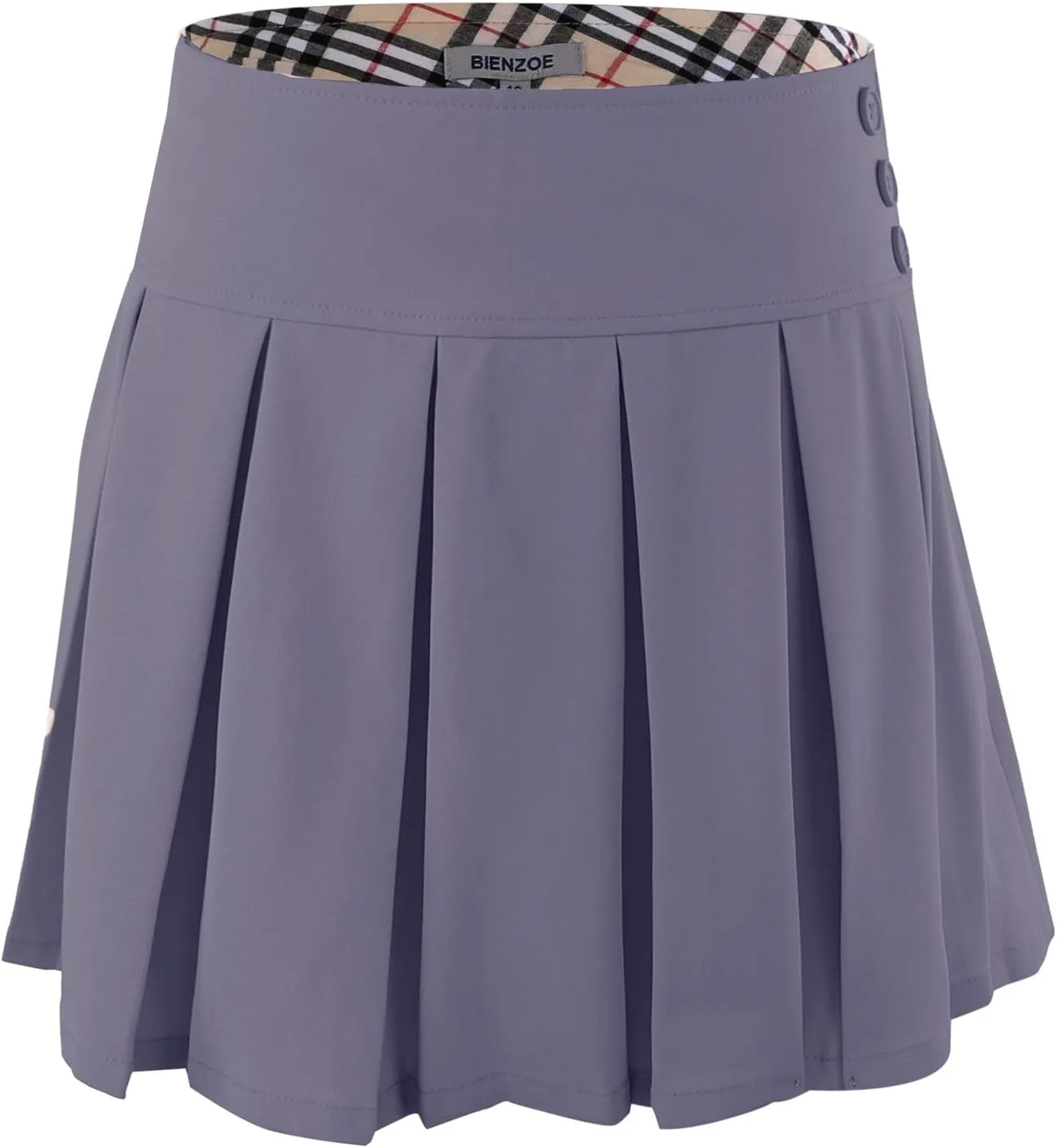 Bienzoe Girls School Uniform Skirt: Kids Adjustable Waist Stretchy Pleated Skort