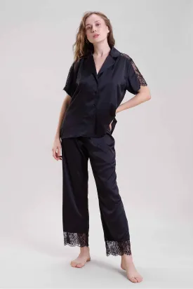 Black Lace Detail Shirt & Pants