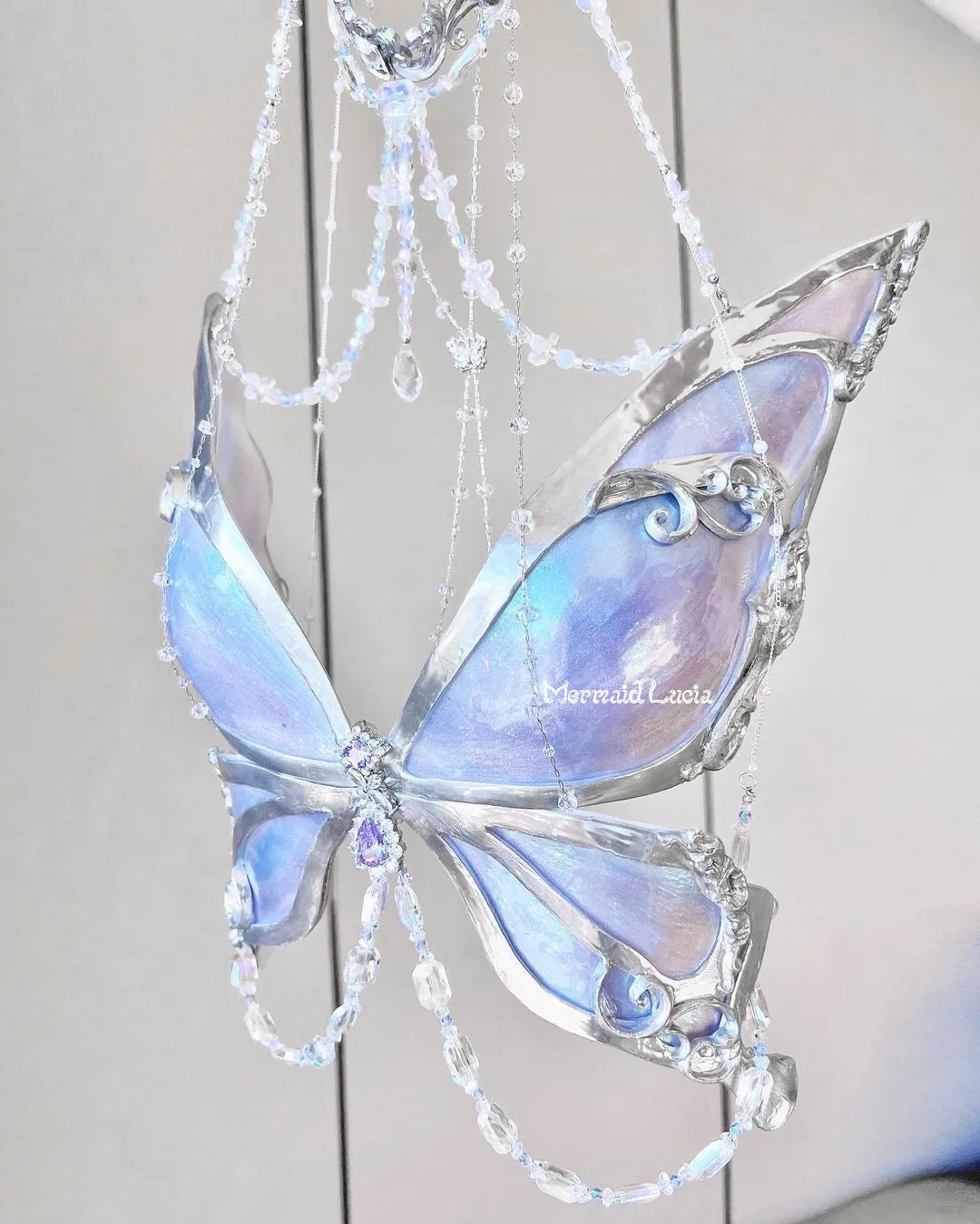 Blue Purple Midsummer Butterfly Resin Mermaid Corset Bra Top Cosplay Costume Patent-Protected