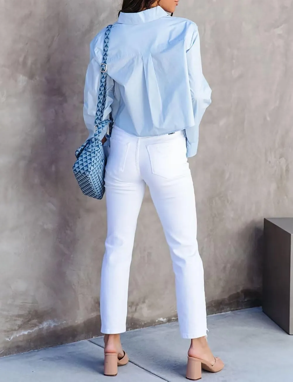 BONITEE Women Cropped Button Down Shirts 2025 Fall Trendy Casual Long Sleeve Crop Blouses Summer Sexy Button Lapel Tops