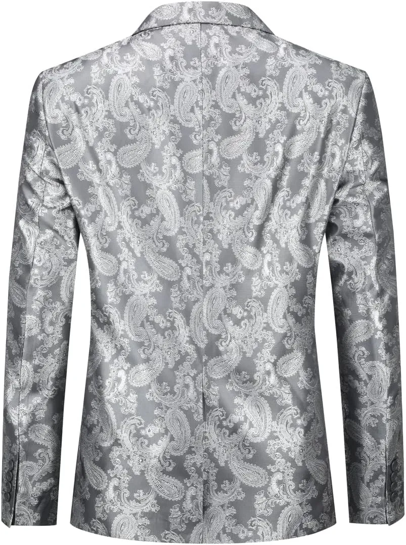 Cloudstyle Mens 2 Piece Paisley Dress Suit One Button Party Wedding Blazer Pants Sets