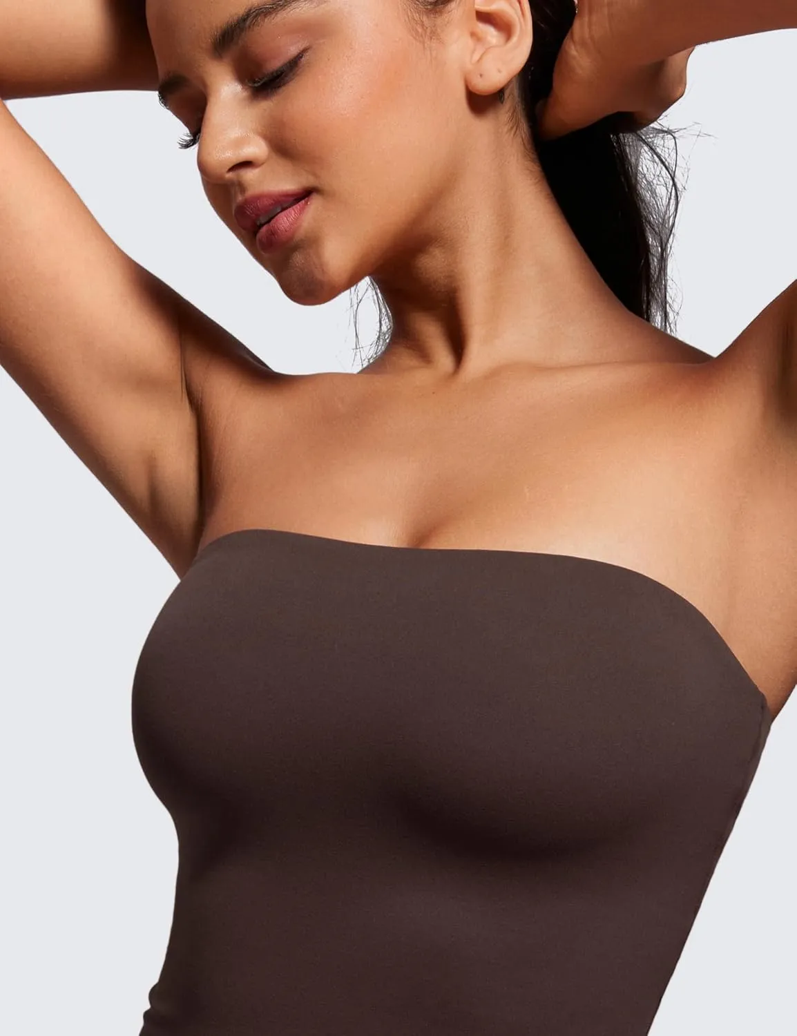 CRZ YOGA Butterluxe Double Lined Tube Tops for Women Going Out Crop Sleeveless Tank Bandeau Strapless Casual Shirts