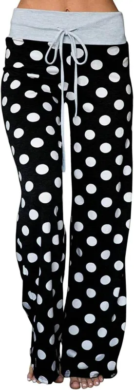 Elsofer Women's Pajama Lounge Pants Floral Print Comfy Casual Stretch Palazzo Drawstring Pj Bottoms Pants Wide Leg