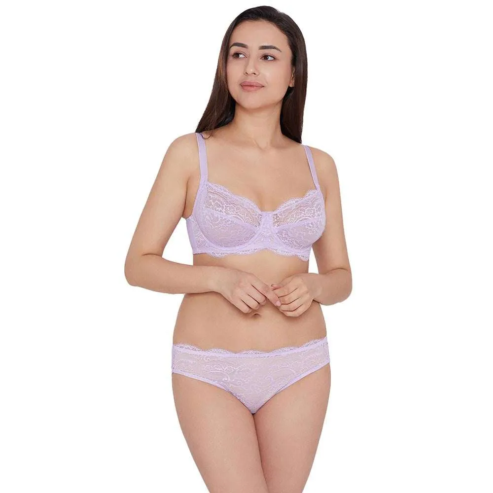Essential Lace Low Waist Low Coverage Bridal Wear Lace Bikini Panty - Lavender