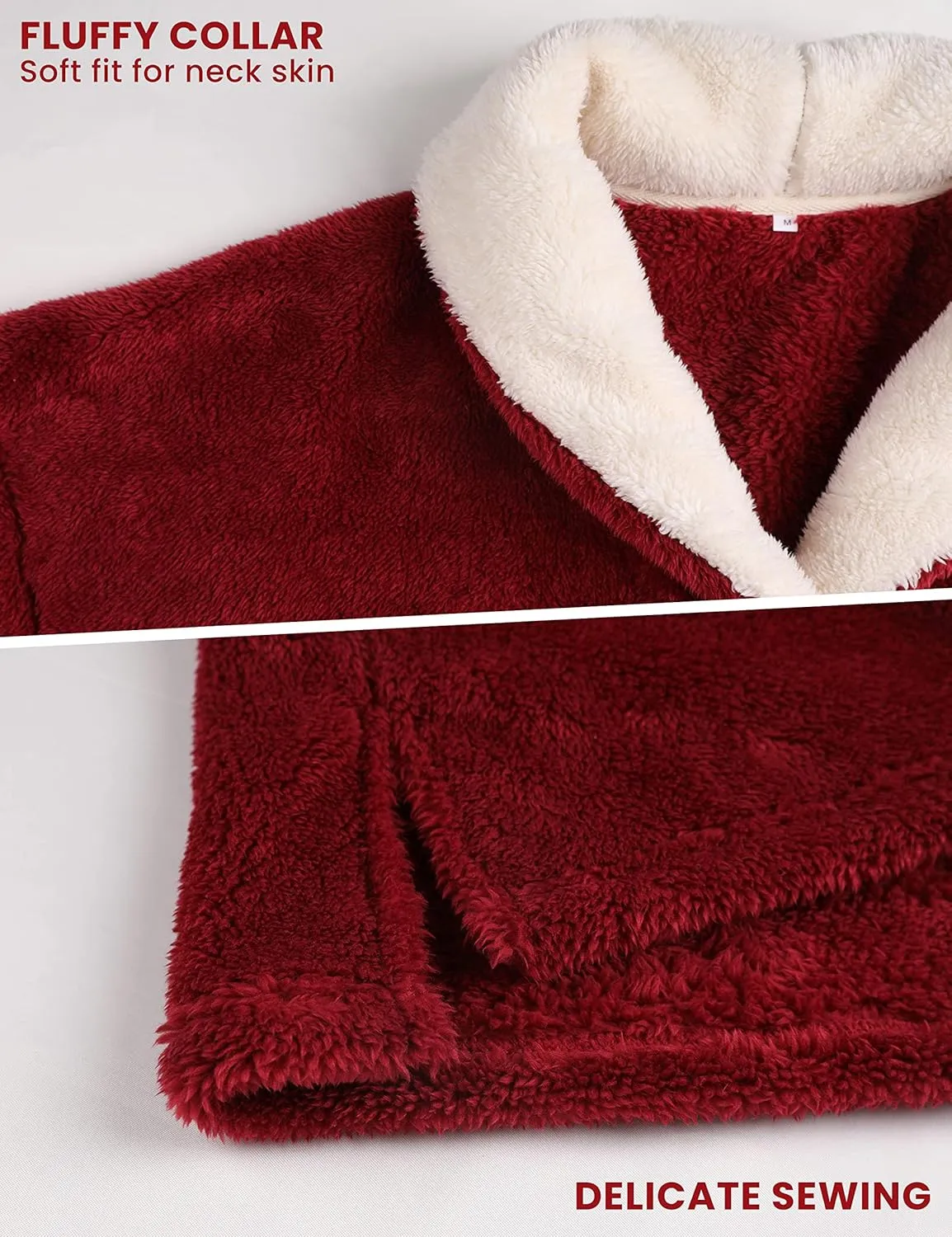Faleave Womens Winter Fluffy Pajamas Set Warm Fleece Pants Pullover Plush Sleepwear