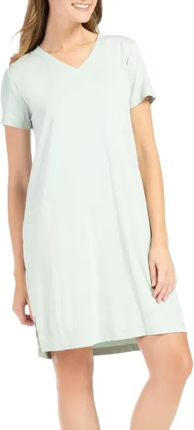 Fishers Finery Women's Organic Cotton and Rayon Blend Short Sleeve Sleep Dress Sleep Shirt