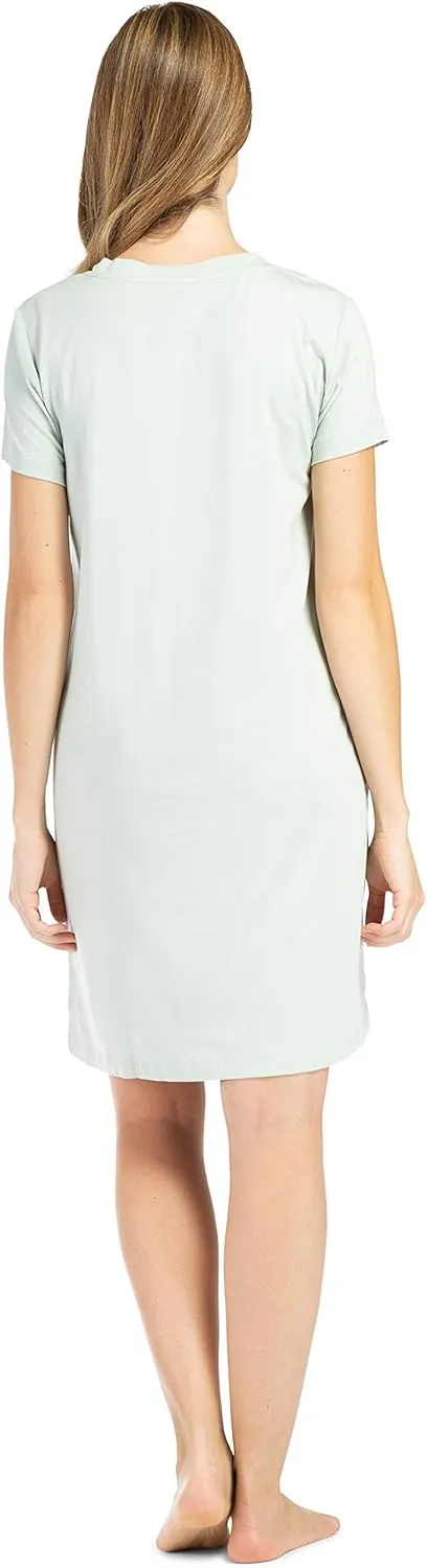 Fishers Finery Women's Organic Cotton and Rayon Blend Short Sleeve Sleep Dress Sleep Shirt