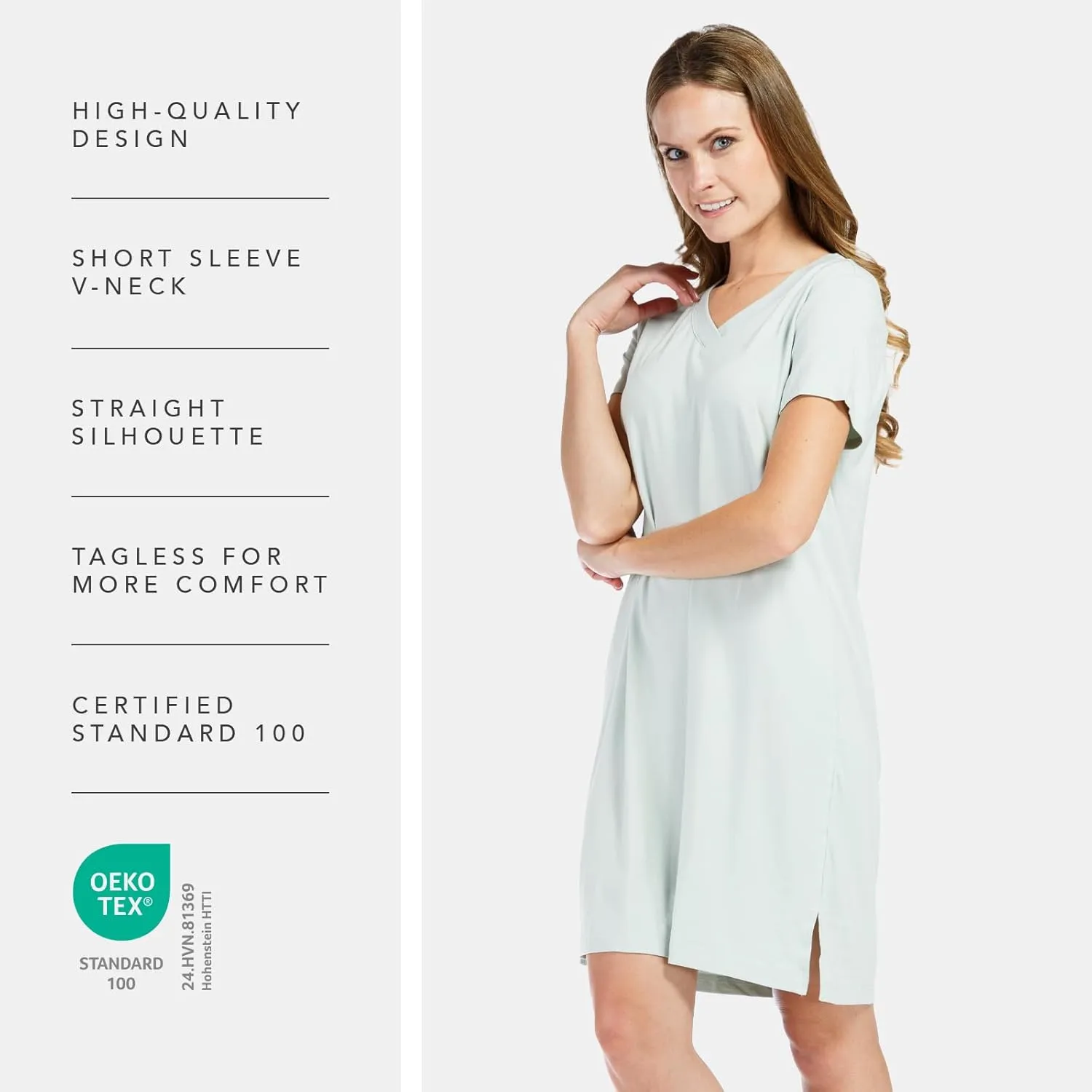 Fishers Finery Women's Organic Cotton and Rayon Blend Short Sleeve Sleep Dress Sleep Shirt