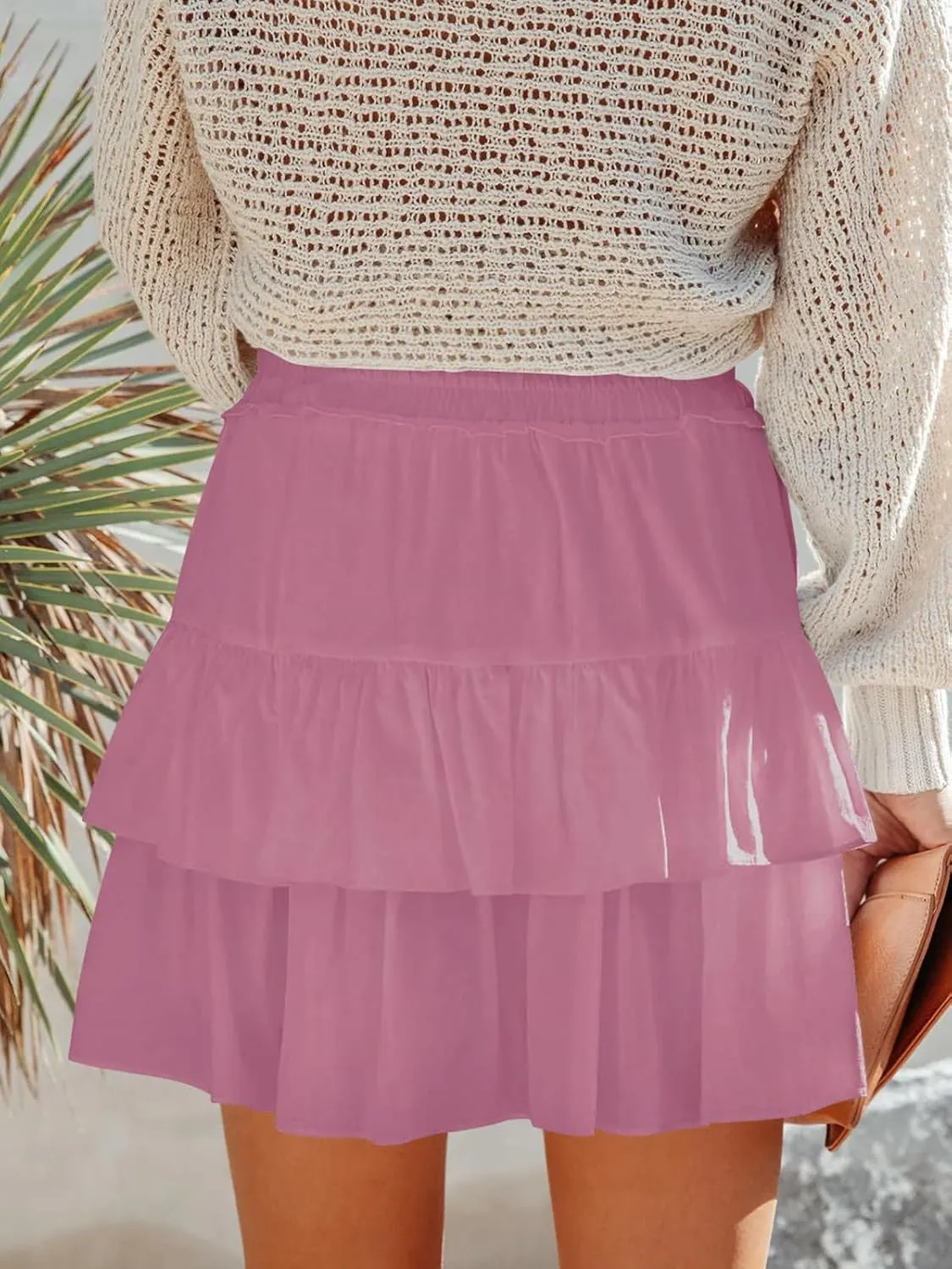 Flowy Shorts for Women Boho Ruffled Tiered Skorts Casual High Waist Mini Skirts Tennis Golf Comfy Shorts 2025