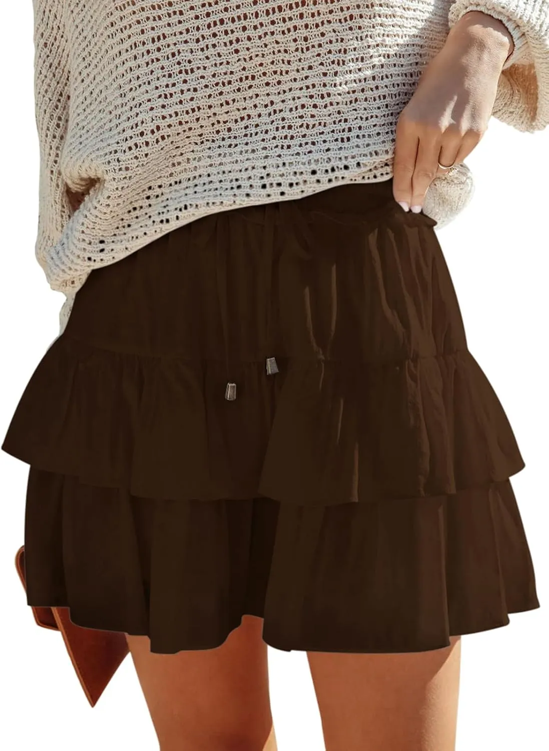 Flowy Shorts for Women Boho Ruffled Tiered Skorts Casual High Waist Mini Skirts Tennis Golf Comfy Shorts 2025