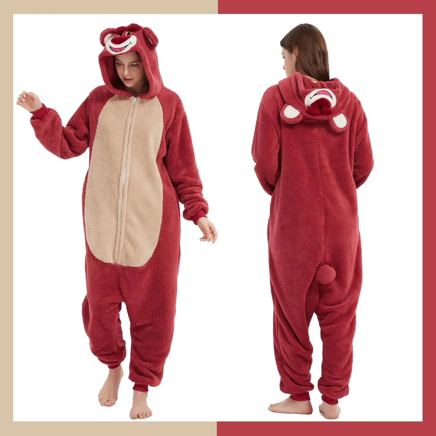 GONAAP Adult Onesie Pajamas Sherpa Animal One Piece Cosplay Costume for Women Men