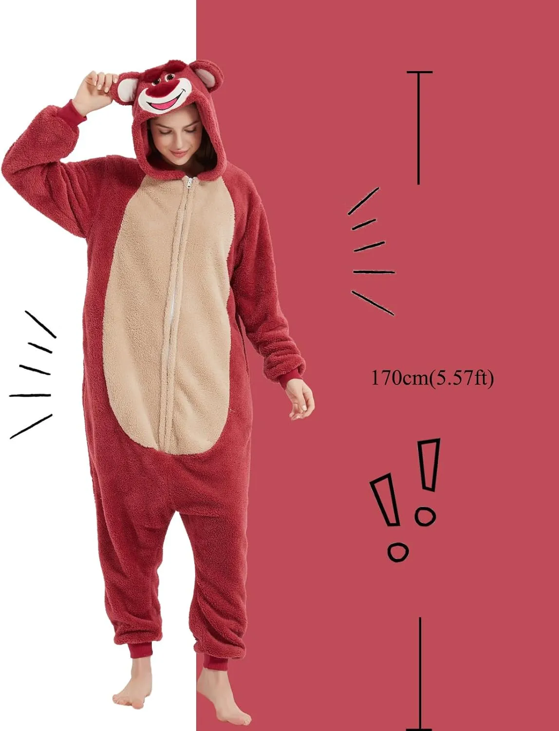 GONAAP Adult Onesie Pajamas Sherpa Animal One Piece Cosplay Costume for Women Men