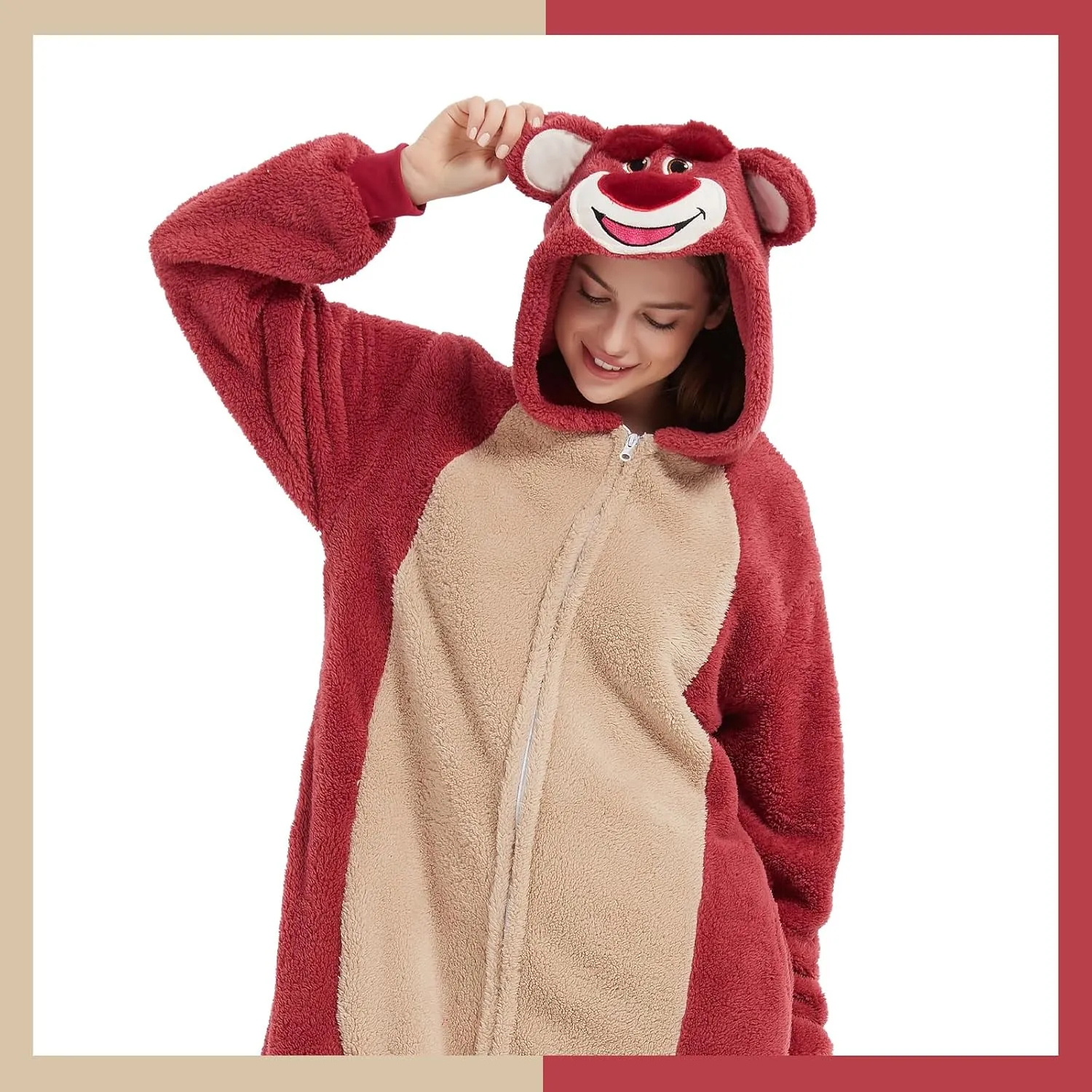 GONAAP Adult Onesie Pajamas Sherpa Animal One Piece Cosplay Costume for Women Men