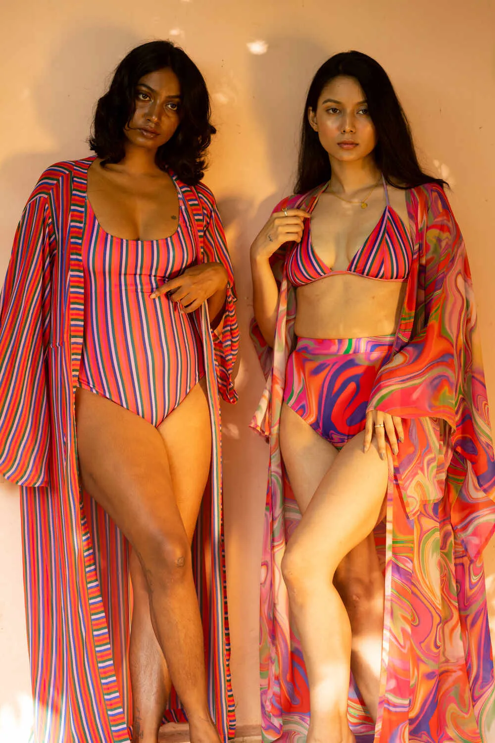 High Waist and High Coverage Bikini Bottom - Candy Wave