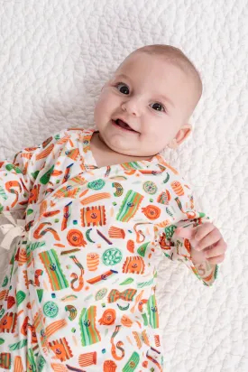Holiday Pasta Baby Kimono Onesie