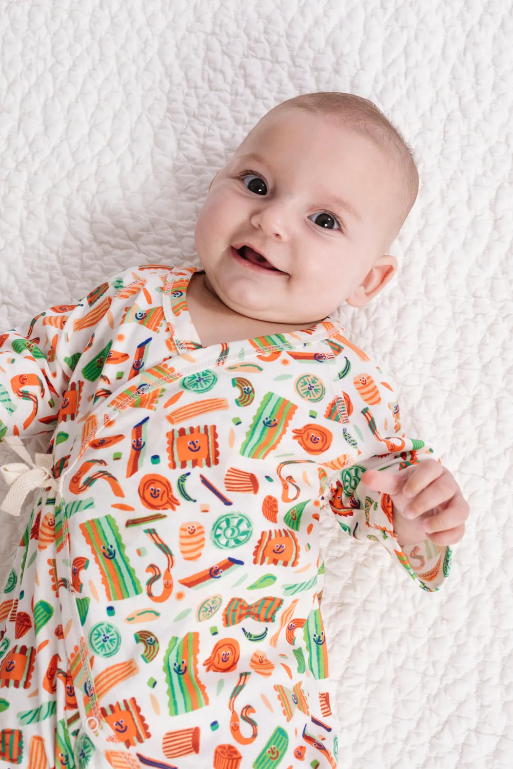 Holiday Pasta Baby Kimono Onesie