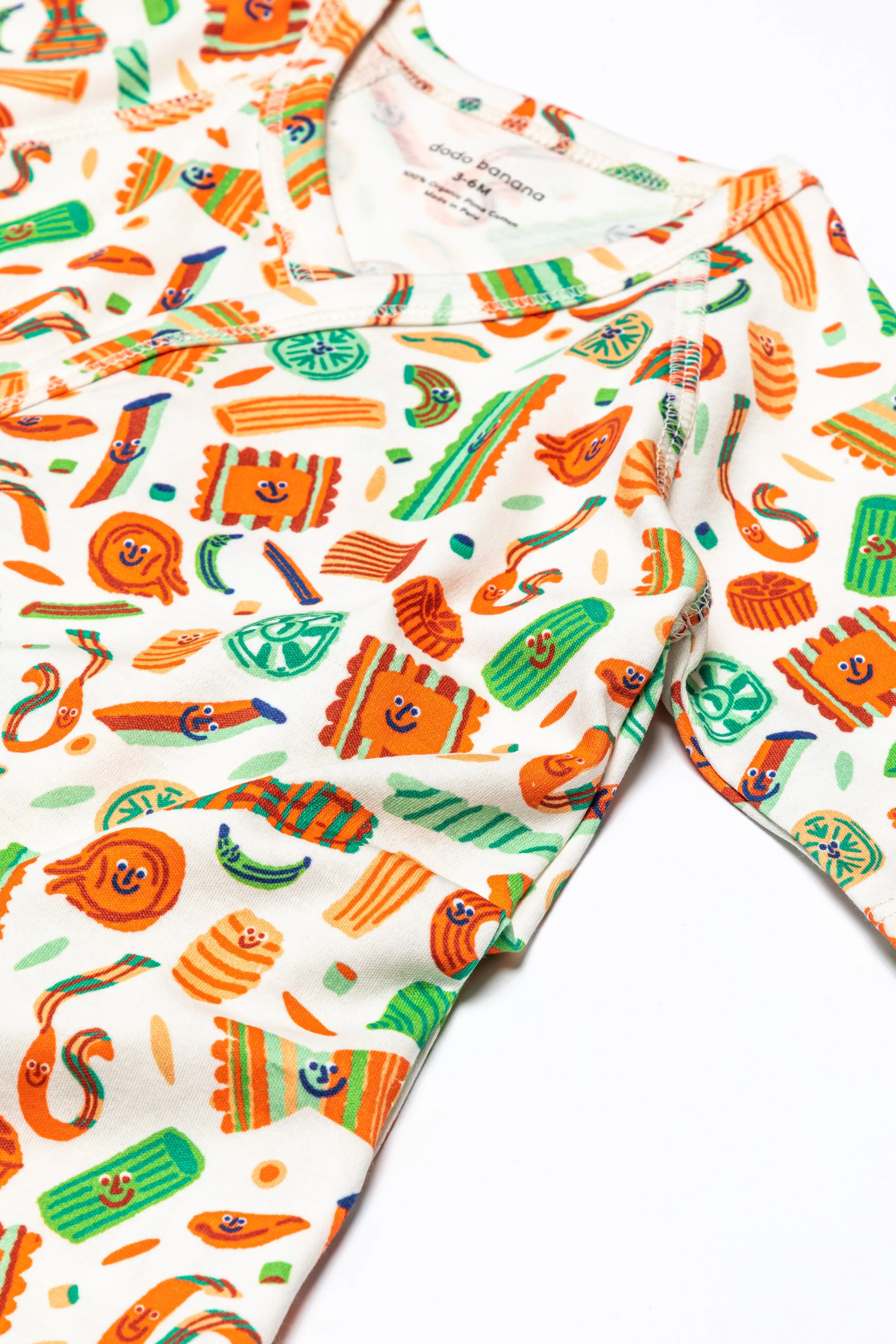 Holiday Pasta Baby Kimono Onesie