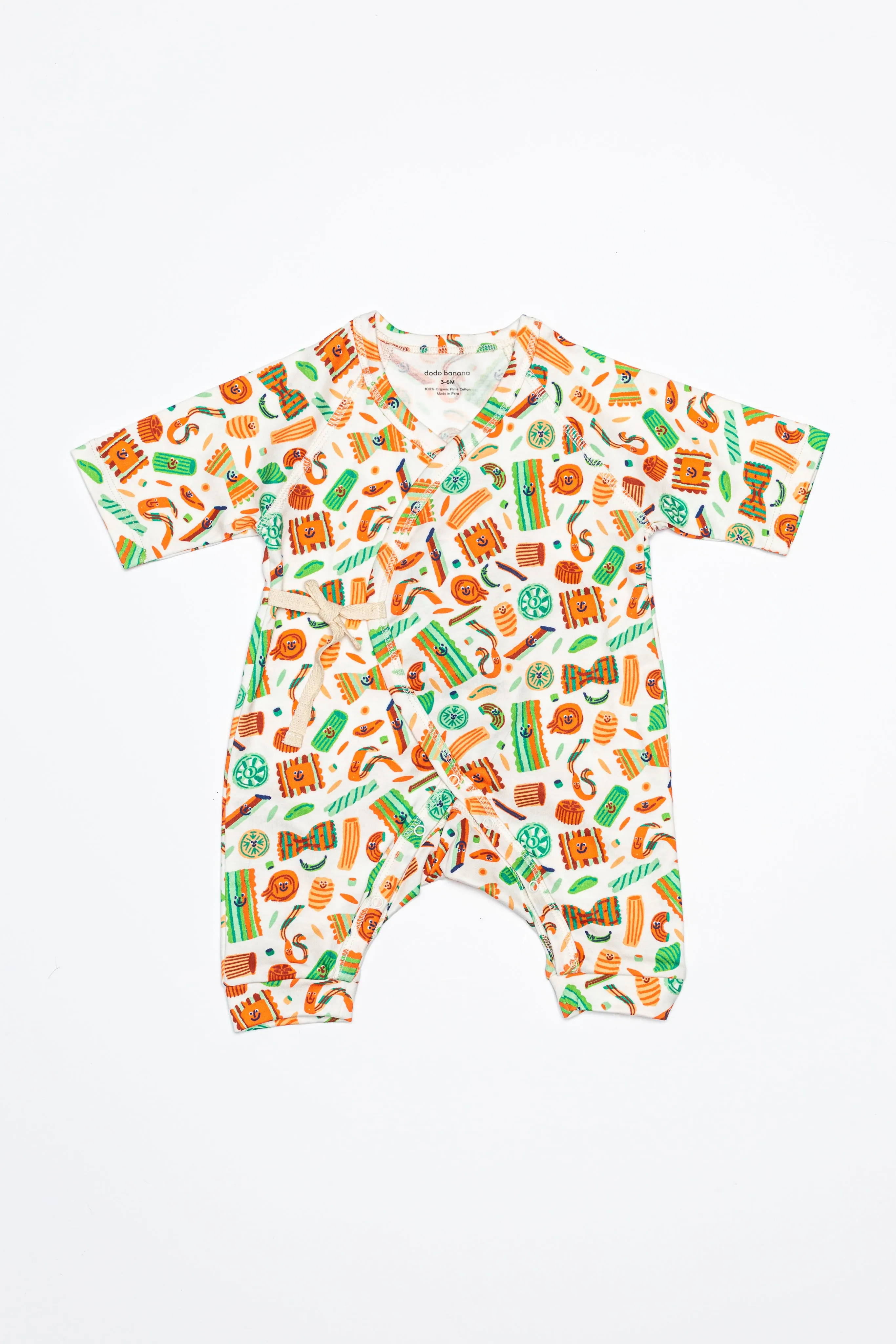 Holiday Pasta Baby Kimono Onesie