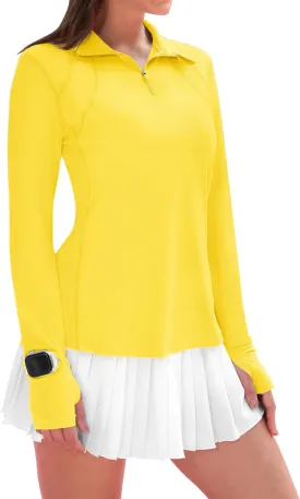 IECCP Womens Long Sleeve Shirts Sun Protection Quarter Zip Pullover Summer Quick Dry Athletic Hiking Running Workout Tops
