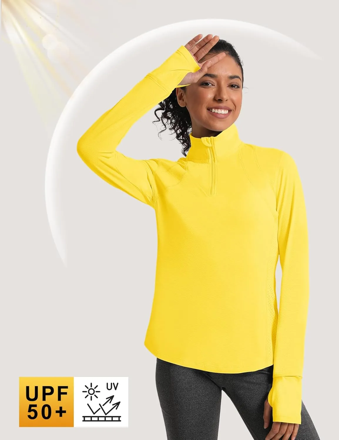 IECCP Womens Long Sleeve Shirts Sun Protection Quarter Zip Pullover Summer Quick Dry Athletic Hiking Running Workout Tops