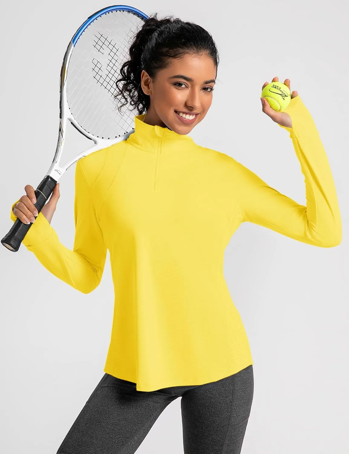 IECCP Womens Long Sleeve Shirts Sun Protection Quarter Zip Pullover Summer Quick Dry Athletic Hiking Running Workout Tops