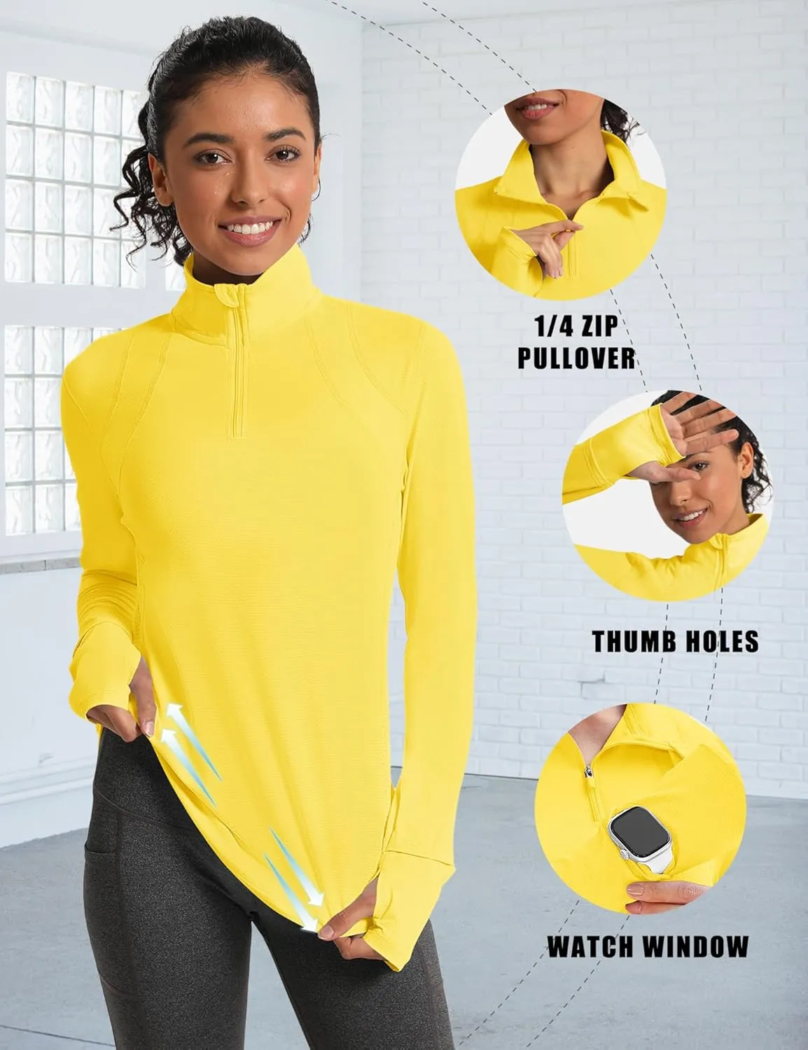 IECCP Womens Long Sleeve Shirts Sun Protection Quarter Zip Pullover Summer Quick Dry Athletic Hiking Running Workout Tops