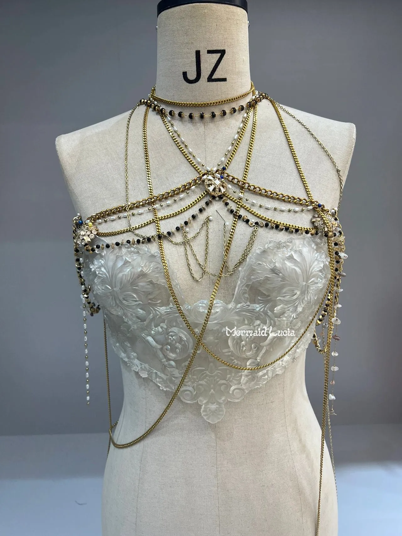 Jibaro Banshee Resin Mermaid Corset Bra Top Cosplay Costume Patent-Protected