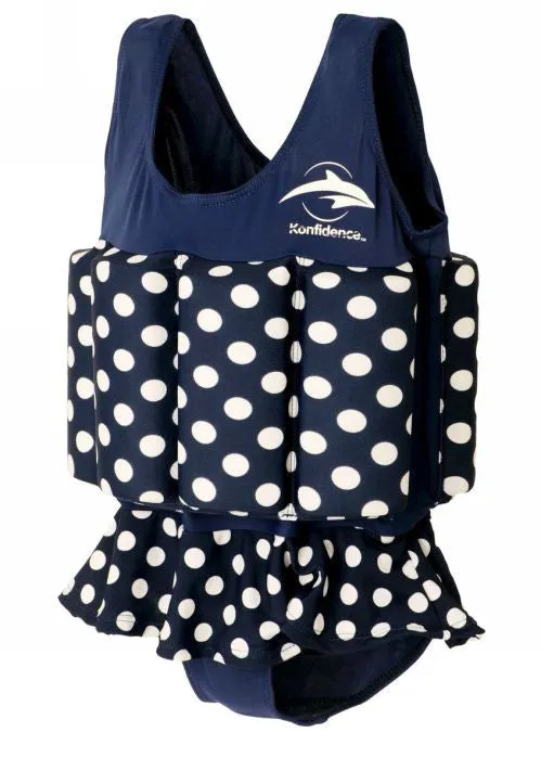 Konfidence float suit - navy polka dot