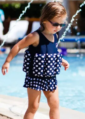 Konfidence float suit - navy polka dot