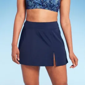 Lands' End Women's UPF 50 Tummy Control Swim Skirt - Navy Blue M