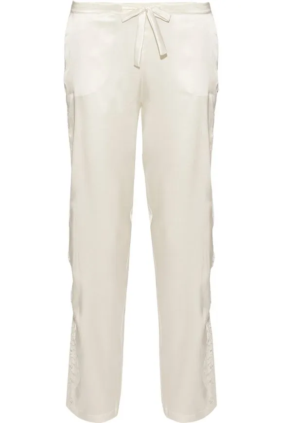 Macaroon Delight Lace-trimmed silk-blend satin pyjama pants