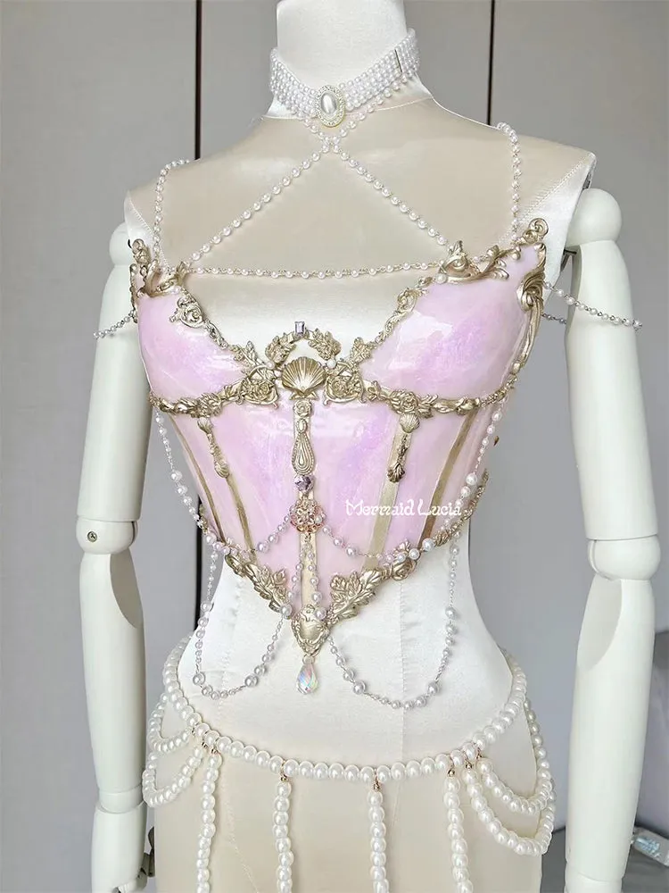 Mermaids Princess Amethyst Marble Resin Mermaid Corset Bra Top Cosplay Costume Patent-Protected