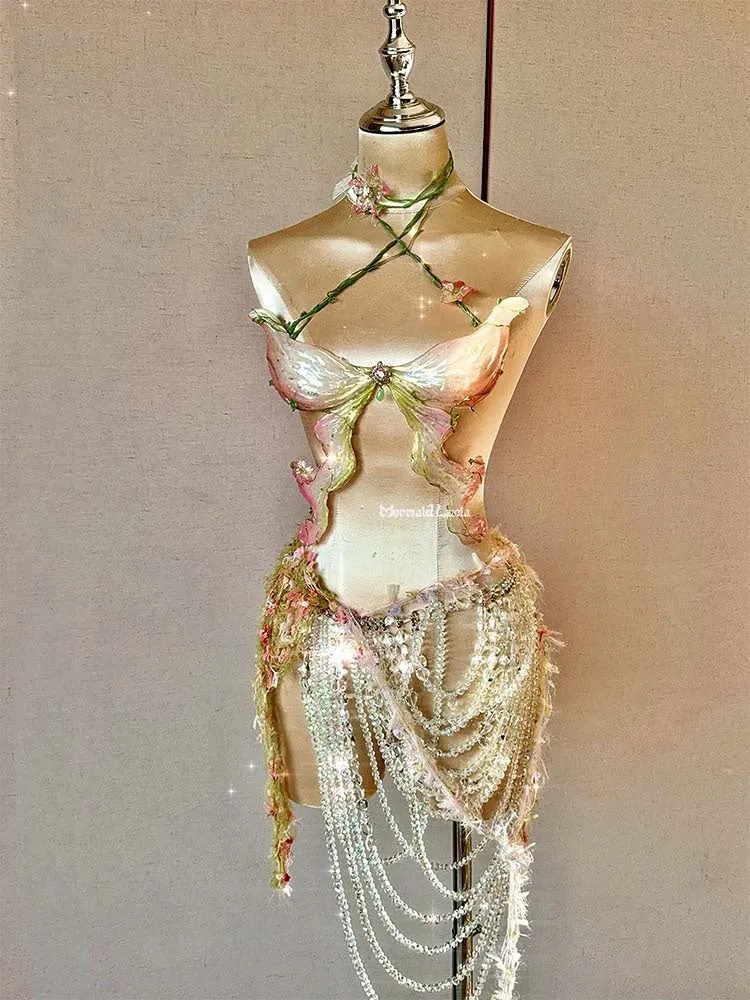 Nature Sprite Blossom Fairy Resin Mermaid Corset Bra Top Cosplay Costume Patent-Protected
