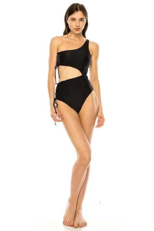 One Piece Cutout One Shoulder Swimsuit