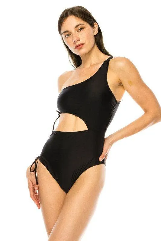 One Piece Cutout One Shoulder Swimsuit