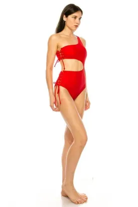 One Piece Cutout One Shoulder Swimsuit