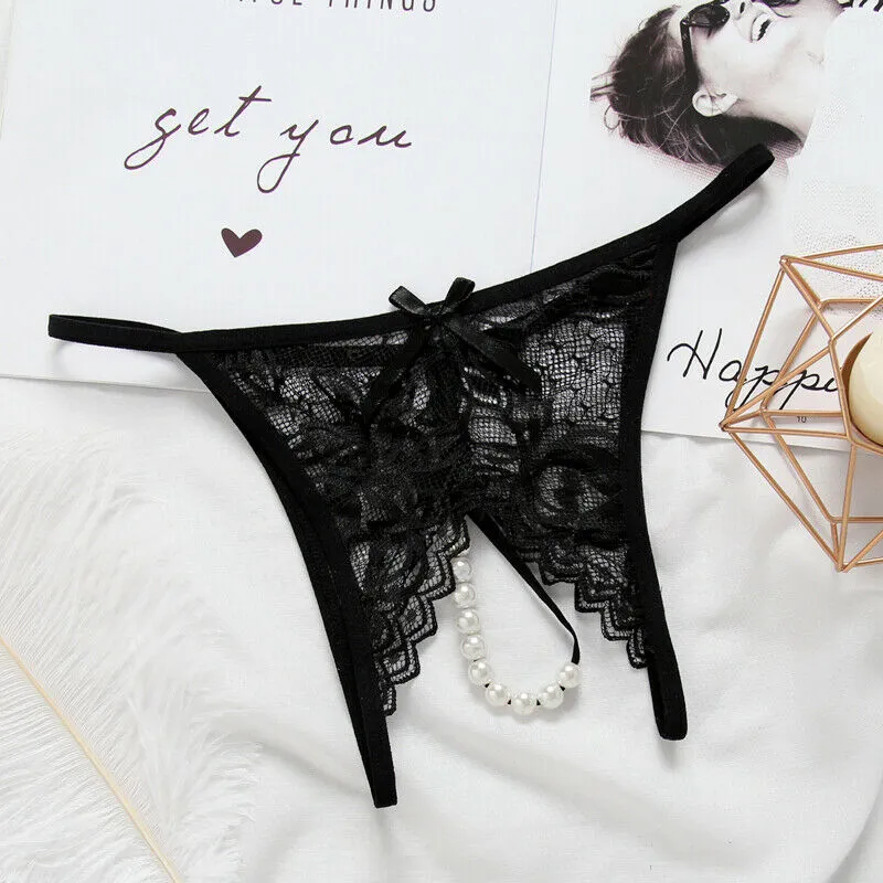 Plus Size 4XL -5XL Pearl Thong Lace Panties G-String Lingerie