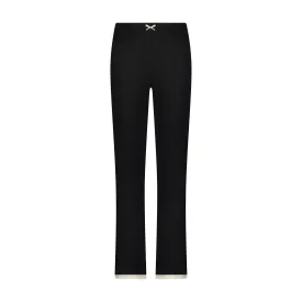 Polkadot BLACK RIB PANT Hi Rise w Ecru Cluny Lace