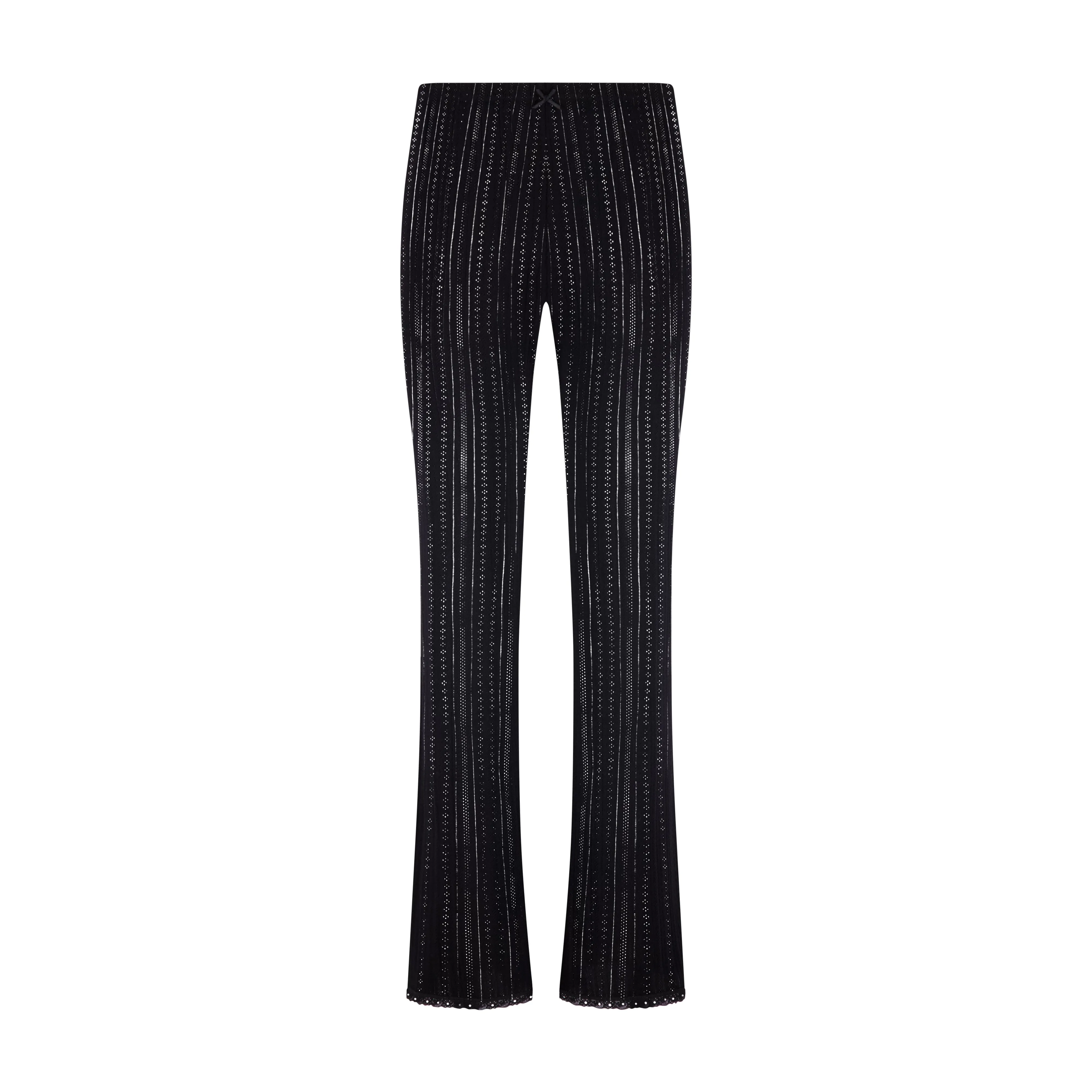 Polkadot Black Windsor Pointelle LONG PANT Hi Rise w Black Cluny