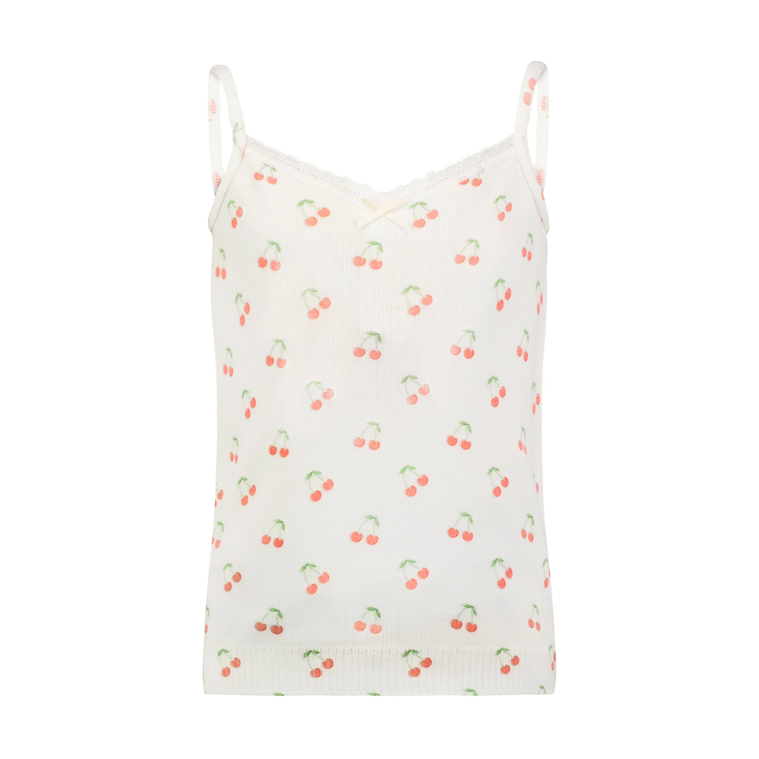 Polkadot GIRLS CHERRY Print CAMISOLE w Lace