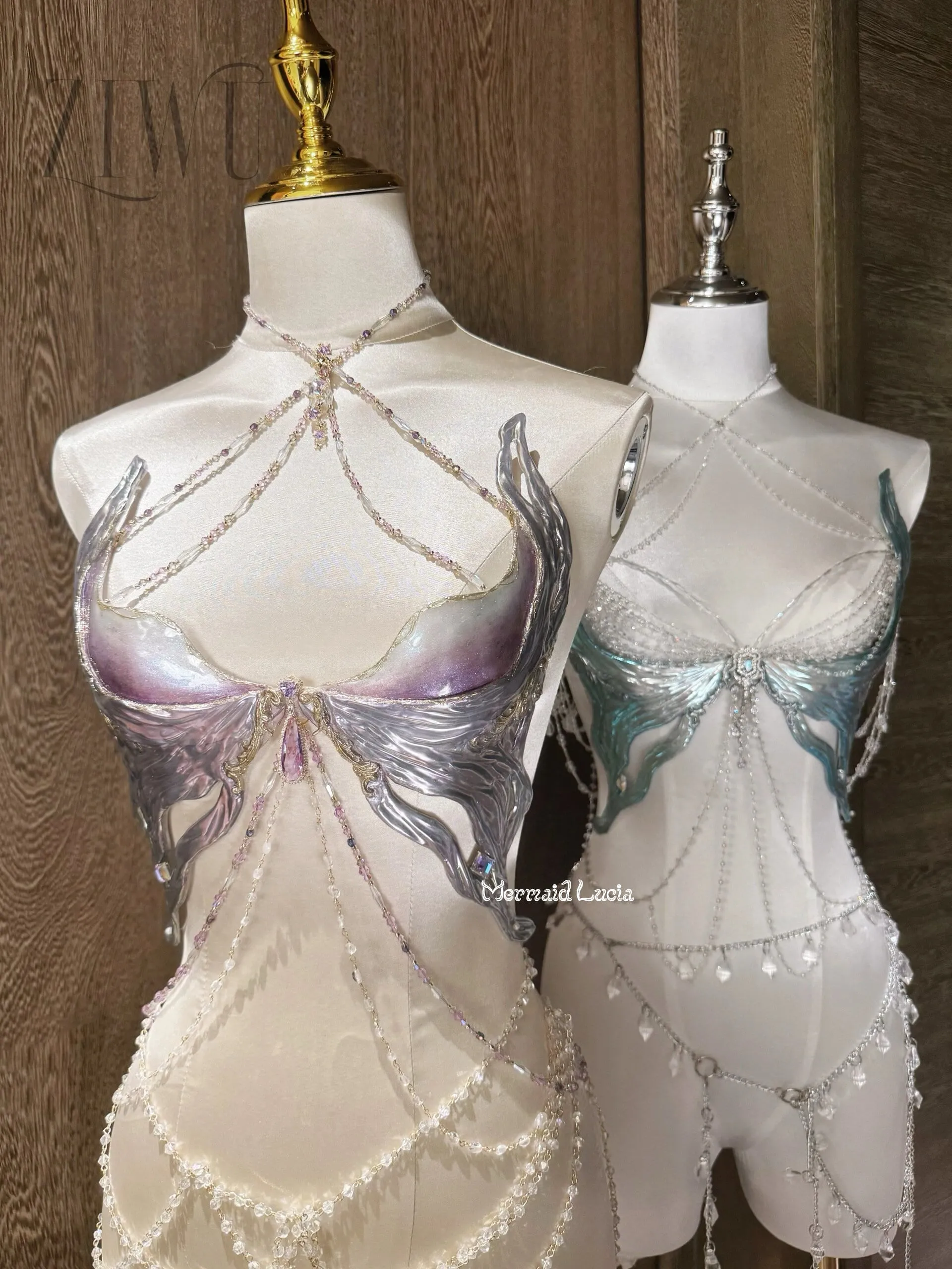 Purple Freyja Resin Mermaid Corset Bra Top Cosplay Costume Patent-Protected