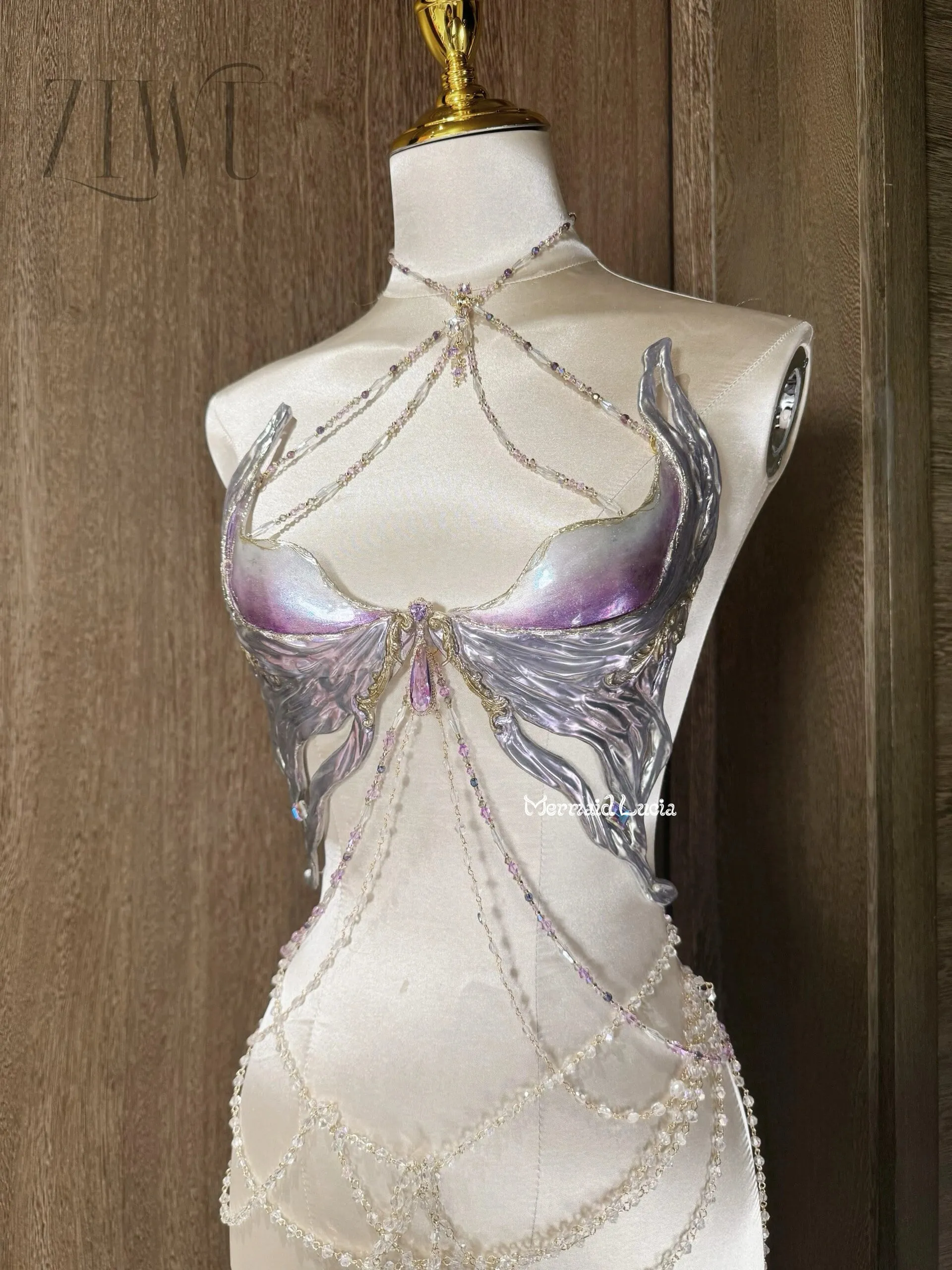 Purple Freyja Resin Mermaid Corset Bra Top Cosplay Costume Patent-Protected