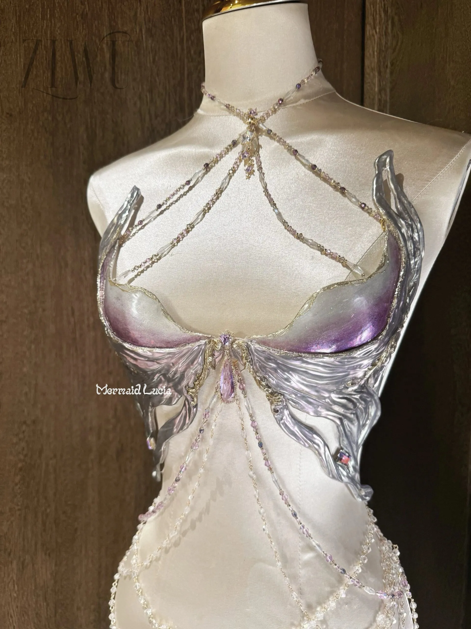 Purple Freyja Resin Mermaid Corset Bra Top Cosplay Costume Patent-Protected